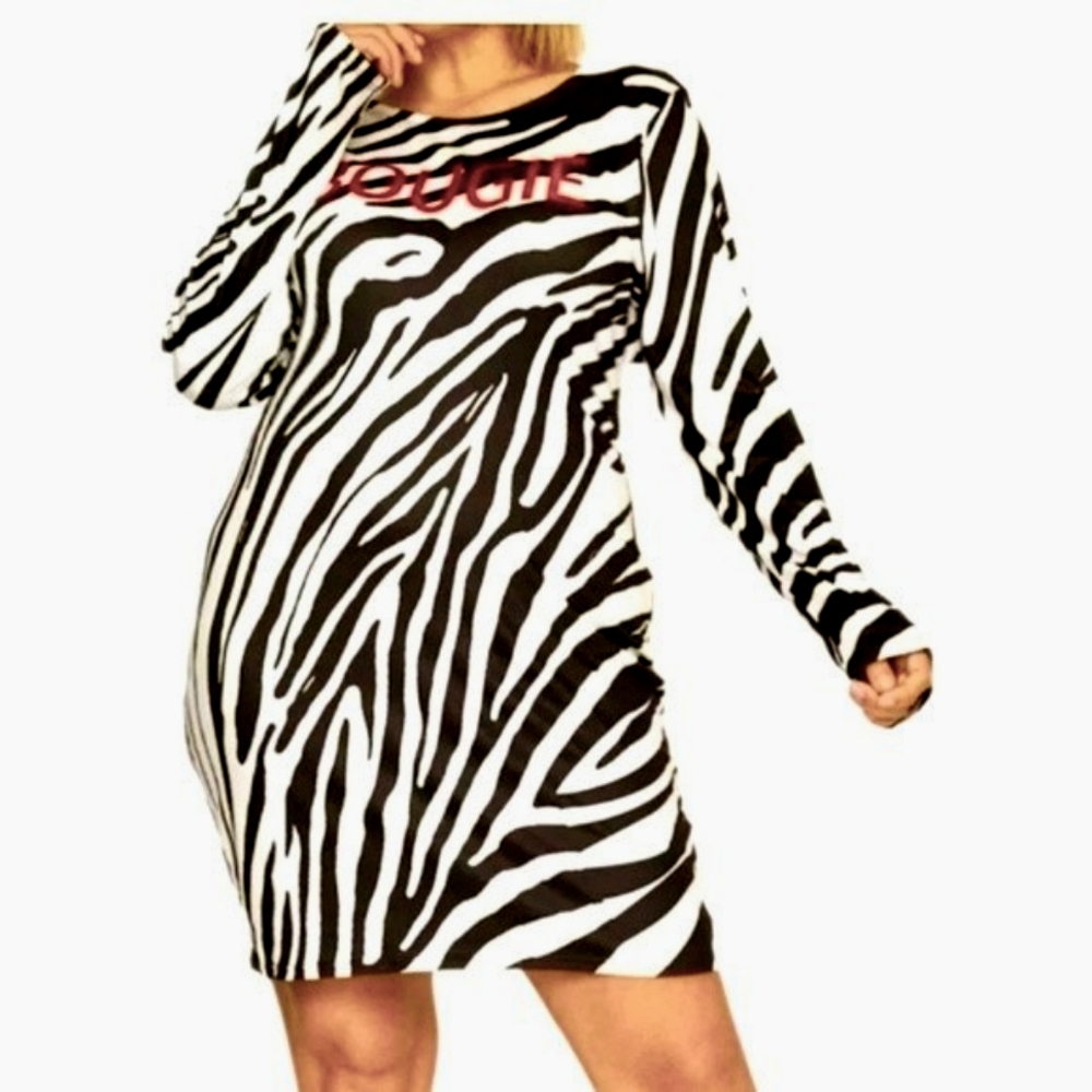 Price NWT Plus Size Long Sleeve Zebra Print Dress  Sizes 1x, 2x, 3x